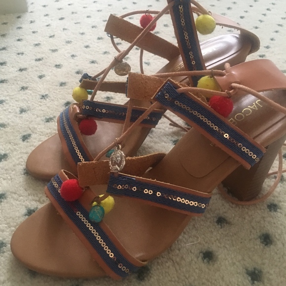 Lulus Pom-Pom Sandal Heels - Picture 2 of 3